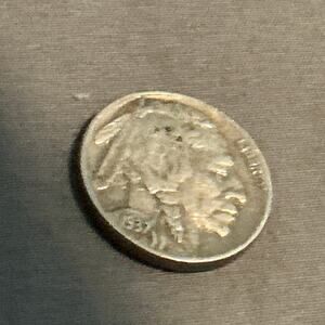 1937 Indian head buffalo nickel without great detail still